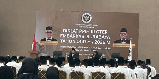Ratusan Petugas Haji Embarkasi Surabaya Ikuti Diklat PPIH Kloter 2026
