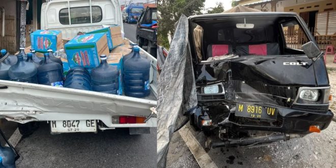 Dua Mobil Pikap Bertabrakan di Tragah Bangkalan, Pengemudi Asal Pamekasan Luka Ringan